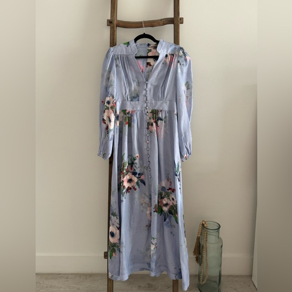 Zimmermann Floral Long Sleeve Dress - Light Blue and Pink size 2 (6
US) - Picture 2 of 3